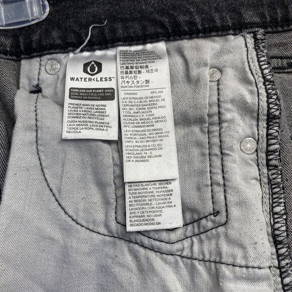 Levi's 505 Straight Leg Regular Fit Denim Jeans Men 30x32 Black Stretch Used - Picture 9 of 16